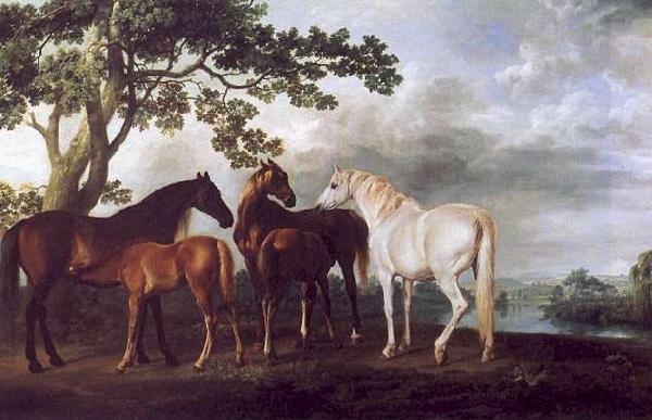 George Stubbs Mares and Foals in a Landscape. oil painting image